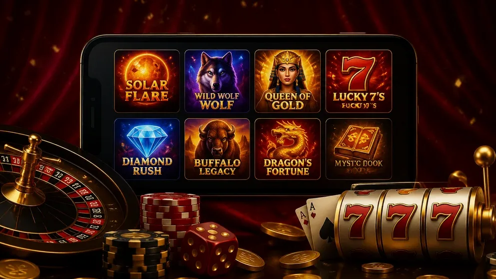 grid of slot games from multiple casino providers